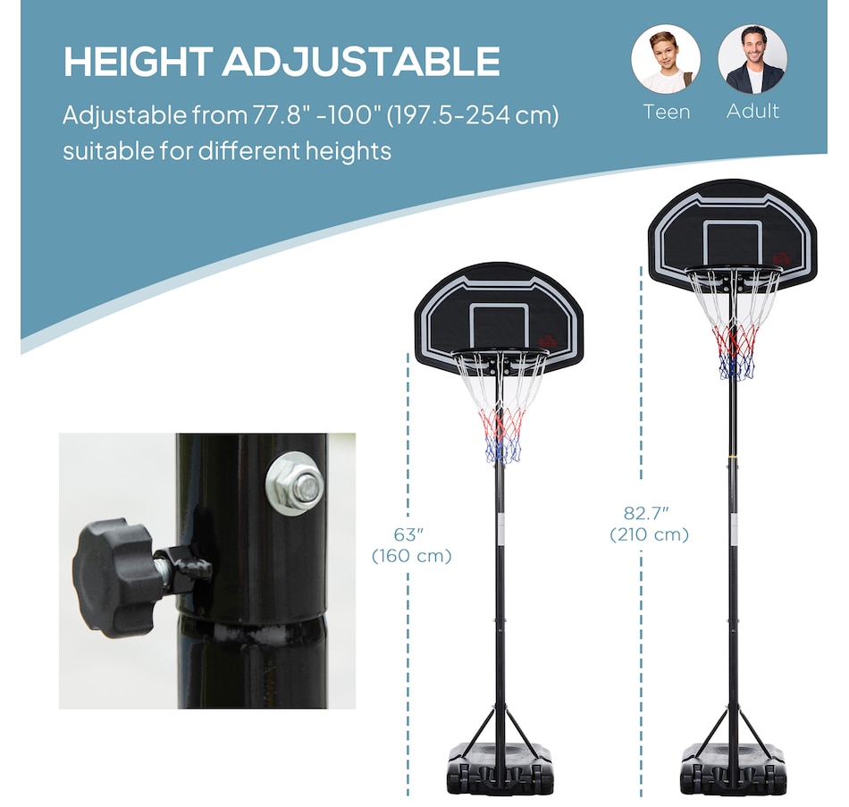 Image 997697_ALTMORE3.jpg, Product 997-697 / Price $84.99, HOMCOM 5.2-6.9ft Basketball Hoop and Stand w/ Weight Base, Wheels, Black from HOMCOM on TSC.ca's Health & Fitness department