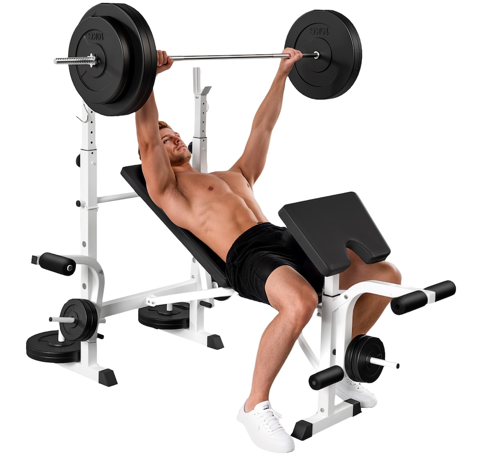 Image 997711.jpg, Product 997-711 / Price $229.99, Soozier Adjustable Weight Bench Multi-Function Bench Press Set White from Soozier on TSC.ca's Health & Fitness department