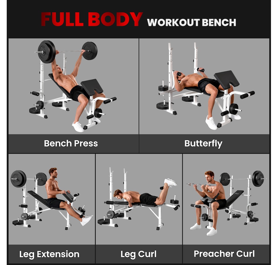 Image 997711_ALTMORE10.jpg, Product 997-711 / Price $229.99, Soozier Adjustable Weight Bench Multi-Function Bench Press Set White from Soozier on TSC.ca's Health & Fitness department