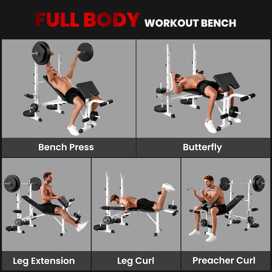 Image 997711_ALTMORE10.jpg, Product 997-711 / Price $152.99, Soozier Adjustable Weight Bench Multi-Function Bench Press Set White from Soozier on TSC.ca's Health & Fitness department