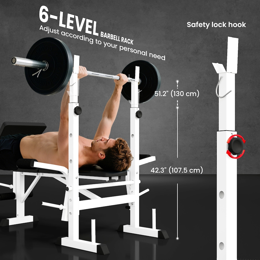Image 997711_ALTMORE15.jpg, Product 997-711 / Price $152.99, Soozier Adjustable Weight Bench Multi-Function Bench Press Set White from Soozier on TSC.ca's Health & Fitness department