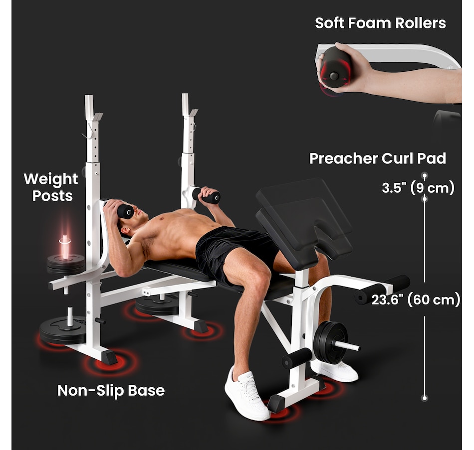 Image 997711_ALTMORE16.jpg, Product 997-711 / Price $229.99, Soozier Adjustable Weight Bench Multi-Function Bench Press Set White from Soozier on TSC.ca's Health & Fitness department