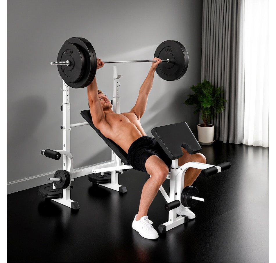 Image 997711_ALTMORE9.jpg, Product 997-711 / Price $229.99, Soozier Adjustable Weight Bench Multi-Function Bench Press Set White from Soozier on TSC.ca's Health & Fitness department