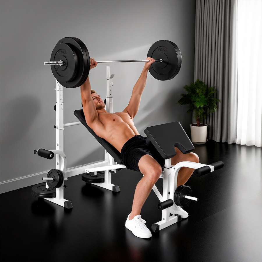 Image 997711_ALTMORE9.jpg, Product 997-711 / Price $152.99, Soozier Adjustable Weight Bench Multi-Function Bench Press Set White from Soozier on TSC.ca's Health & Fitness department