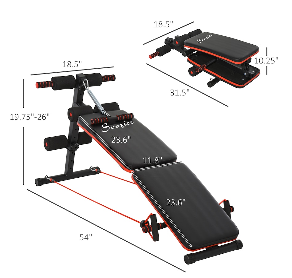 Image 997713_ALTMORE2.jpg, Product 997-713 / Price $99.99, Soozier Sit Up Bench Core Workout Adjustable Thigh Support Foldable for Home Gym Black from Soozier on TSC.ca's Health & Fitness department