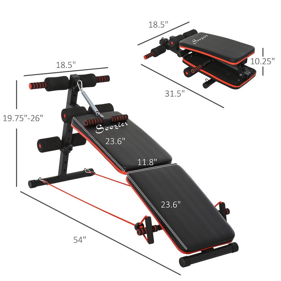 Image 997713_ALTMORE2.jpg, Product 997-713 / Price $89.99, Soozier Sit Up Bench Core Workout Adjustable Thigh Support Foldable for Home Gym Black from Soozier on TSC.ca's Health & Fitness department
