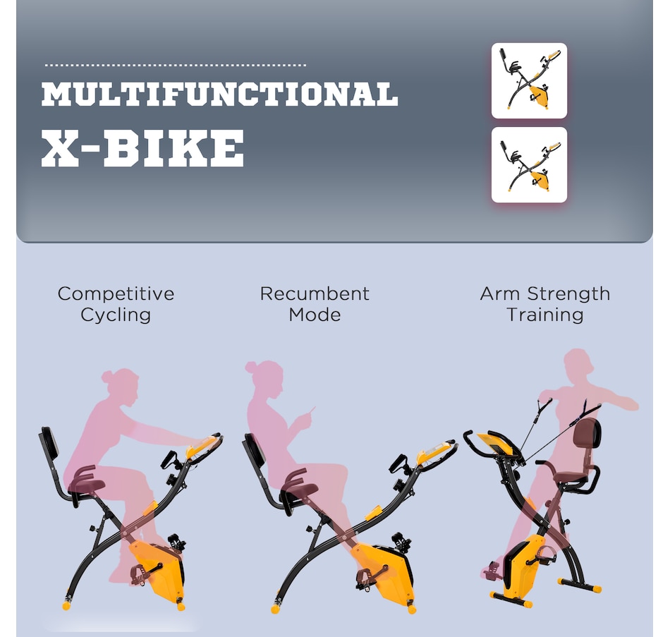 Image 997720_ALTMORE7.jpg, Product 997-720 / Price $153.99, Soozier 3 in 1 Folding Exercise Bike w/ 8-Level Magnetic Resistance, Yellow from Soozier on TSC.ca's Health & Fitness department
