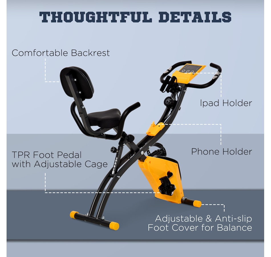 Image 997720_ALTMORE8.jpg, Product 997-720 / Price $153.99, Soozier 3 in 1 Folding Exercise Bike w/ 8-Level Magnetic Resistance, Yellow from Soozier on TSC.ca's Health & Fitness department
