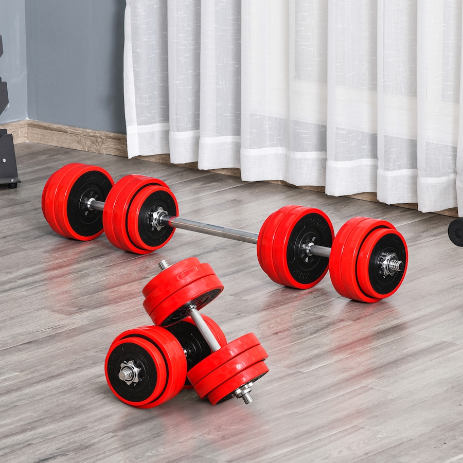 Image 997721_ALTMORE1.jpg, Product 997-721 / Price $119.99, Soozier 66lbs 2-In-1 Dumbbell & Barbell Adjustable Set Strength Muscle Exercise Fitness Plate Bar Clamp Rod Home Gym Sports Area from Soozier on TSC.ca's Health & Fitness department