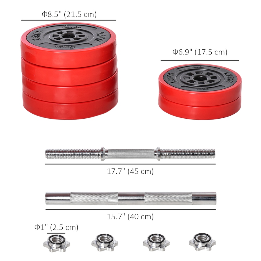 Image 997721_ALTMORE2.jpg, Product 997-721 / Price $119.99, Soozier 66lbs 2-In-1 Dumbbell & Barbell Adjustable Set Strength Muscle Exercise Fitness Plate Bar Clamp Rod Home Gym Sports Area from Soozier on TSC.ca's Health & Fitness department