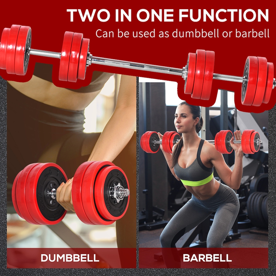 Image 997721_ALTMORE3.jpg, Product 997-721 / Price $119.99, Soozier 66lbs 2-In-1 Dumbbell & Barbell Adjustable Set Strength Muscle Exercise Fitness Plate Bar Clamp Rod Home Gym Sports Area from Soozier on TSC.ca's Health & Fitness department