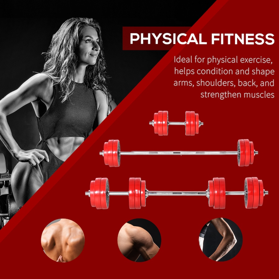 Image 997721_ALTMORE4.jpg, Product 997-721 / Price $119.99, Soozier 66lbs 2-In-1 Dumbbell & Barbell Adjustable Set Strength Muscle Exercise Fitness Plate Bar Clamp Rod Home Gym Sports Area from Soozier on TSC.ca's Health & Fitness department