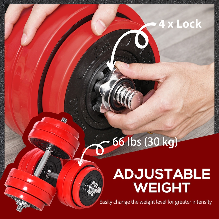 Image 997721_ALTMORE5.jpg, Product 997-721 / Price $119.99, Soozier 66lbs 2-In-1 Dumbbell & Barbell Adjustable Set Strength Muscle Exercise Fitness Plate Bar Clamp Rod Home Gym Sports Area from Soozier on TSC.ca's Health & Fitness department