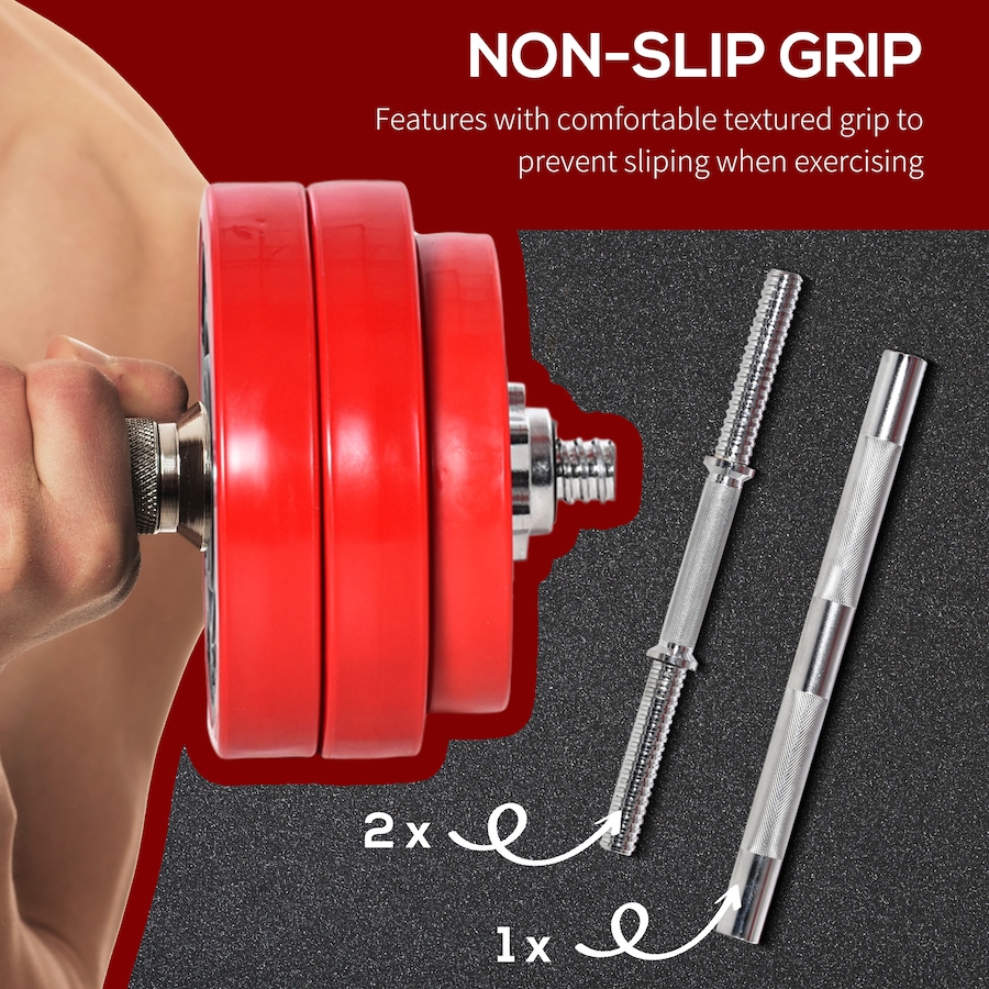 Image 997721_ALTMORE6.jpg, Product 997-721 / Price $119.99, Soozier 66lbs 2-In-1 Dumbbell & Barbell Adjustable Set Strength Muscle Exercise Fitness Plate Bar Clamp Rod Home Gym Sports Area from Soozier on TSC.ca's Health & Fitness department