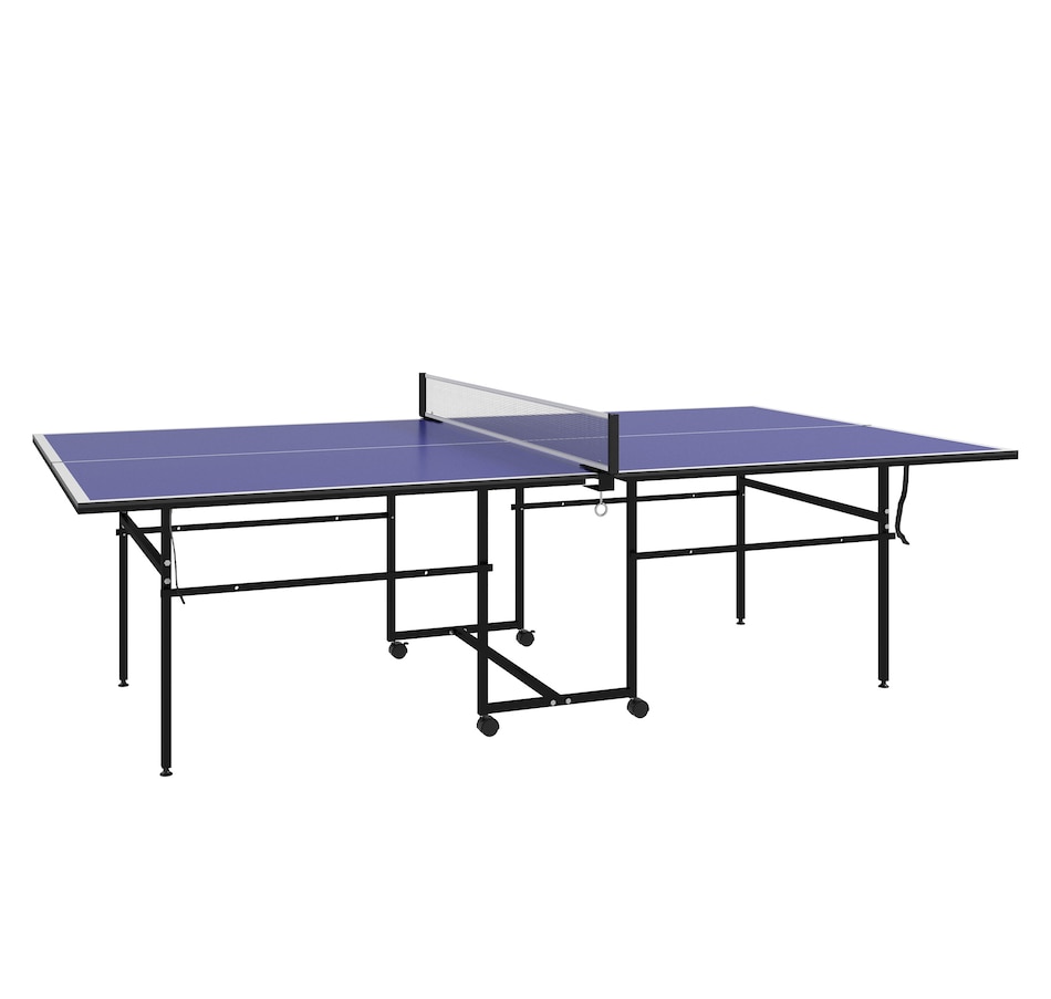 Image 997727.jpg, Product 997-727 / Price $349.99, Soozier Full Size Ping Pong Table, Folding Table Tennis Table Set, Blue from Soozier on TSC.ca's Health & Fitness department