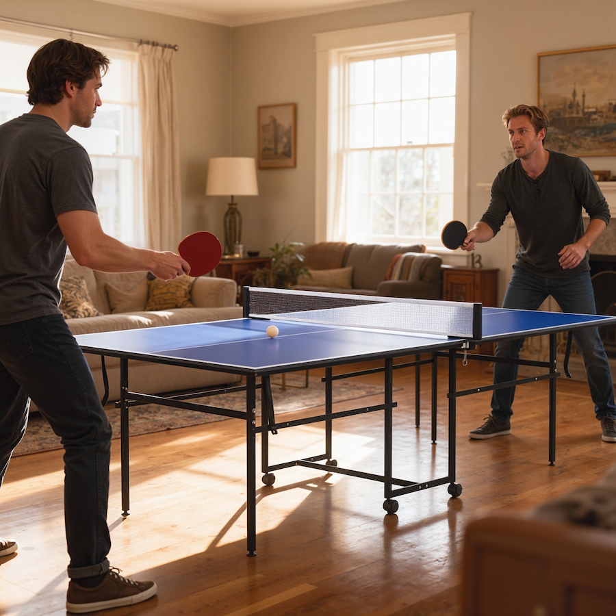 Image 997727_ALTMORE16.jpg, Product 997-727 / Price $329.99, Soozier Full Size Ping Pong Table, Folding Table Tennis Table Set, Blue from Soozier on TSC.ca's Health & Fitness department