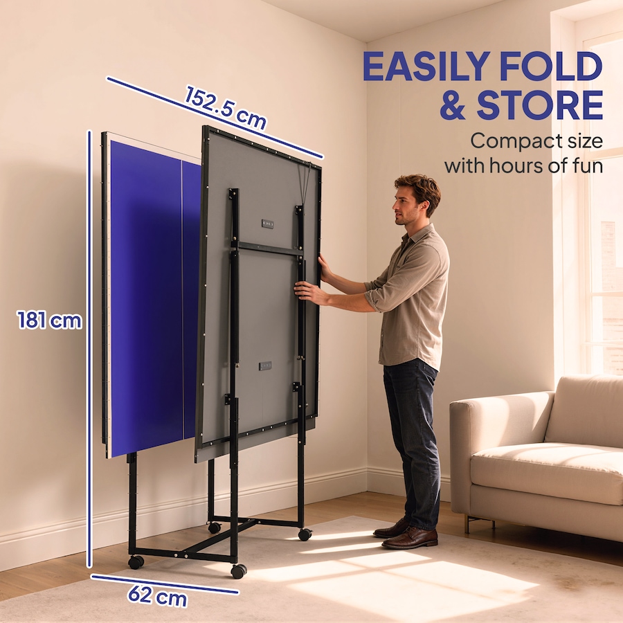 Image 997727_ALTMORE19.jpg, Product 997-727 / Price $329.99, Soozier Full Size Ping Pong Table, Folding Table Tennis Table Set, Blue from Soozier on TSC.ca's Health & Fitness department