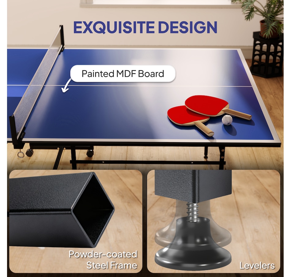 Image 997727_ALTMORE20.jpg, Product 997-727 / Price $359.99, Soozier Full Size Ping Pong Table, Folding Table Tennis Table Set, Blue from Soozier on TSC.ca's Health & Fitness department