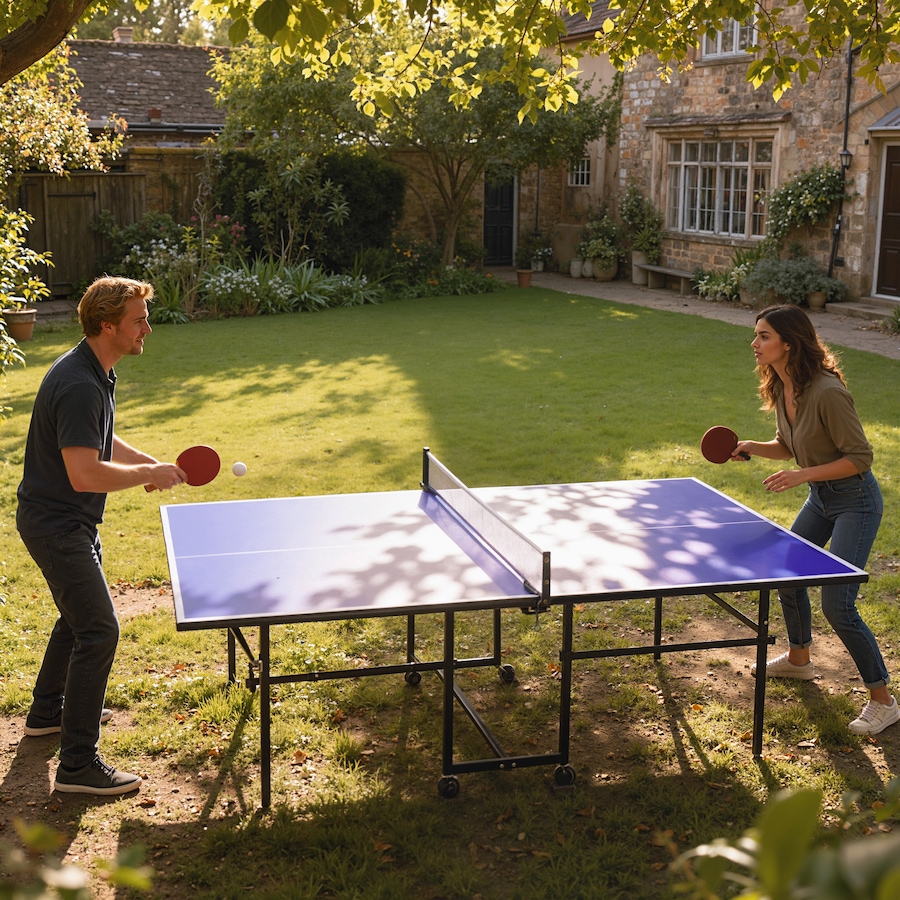 Image 997727_ALTMORE23.jpg, Product 997-727 / Price $329.99, Soozier Full Size Ping Pong Table, Folding Table Tennis Table Set, Blue from Soozier on TSC.ca's Health & Fitness department