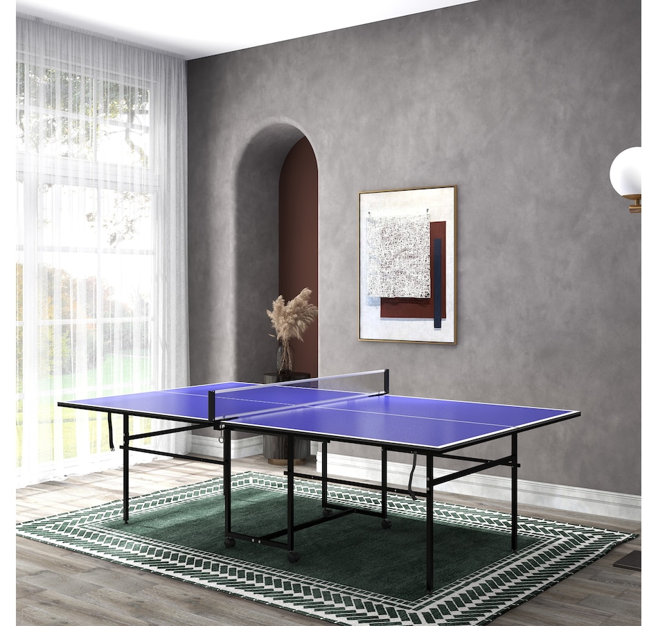 Image 997727_ALTMORE9.jpg, Product 997-727 / Price $349.99, Soozier Full Size Ping Pong Table, Folding Table Tennis Table Set, Blue from Soozier on TSC.ca's Health & Fitness department