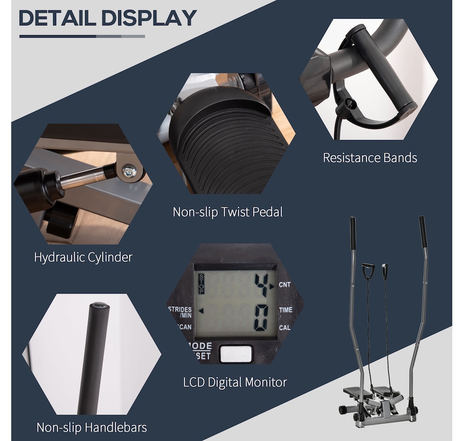 Image 997736_ALTMORE4.jpg, Product 997-736 / Price $129.99, Soozier Twist Stair Stepper Machine with Rocking Handlebars, Silver from Soozier on TSC.ca's Health & Fitness department