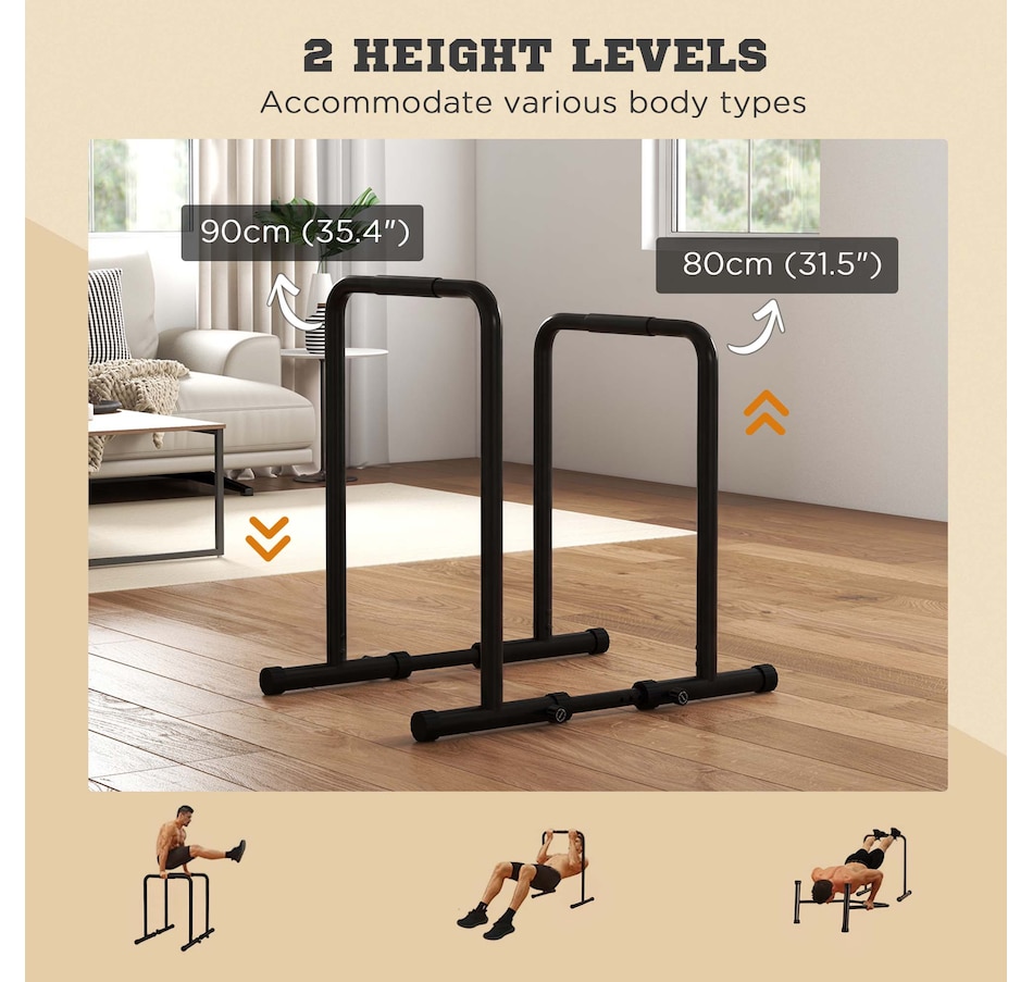 Image 997739_ALTMORE12.jpg, Product 997-739 / Price $82.99, Push Up Bars Dip Station with Adjustable Height and Width for Home Gym from Soozier on TSC.ca's Health & Fitness department
