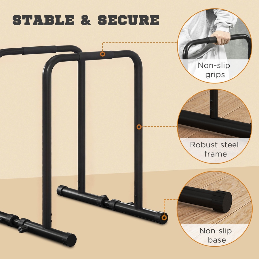Image 997739_ALTMORE14.jpg, Product 997-739 / Price $84.99, Push Up Bars Dip Station with Adjustable Height and Width for Home Gym from Soozier on TSC.ca's Health & Fitness department