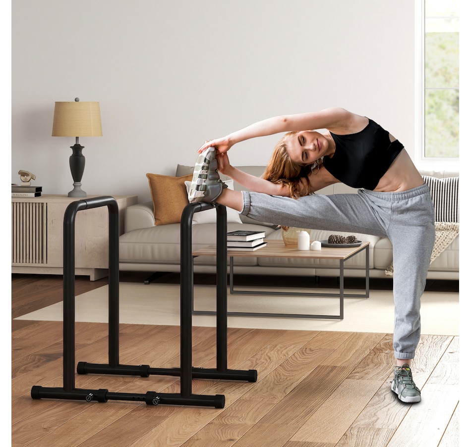 Image 997739_ALTMORE9.jpg, Product 997-739 / Price $82.99, Push Up Bars Dip Station with Adjustable Height and Width for Home Gym from Soozier on TSC.ca's Health & Fitness department