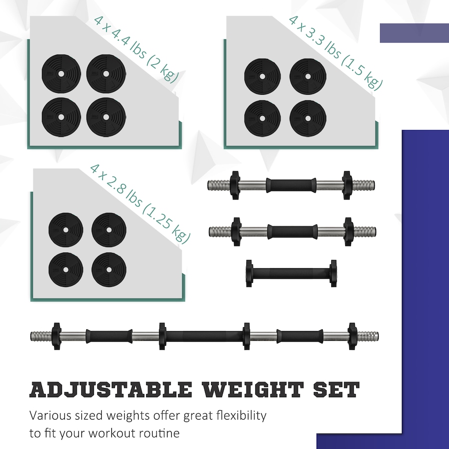 Image 997744_ALTMORE4.jpg, Product 997-744 / Price $69.99, Soozier Adjustable Barbell & Dumbbells Set with Non-slip Handles, 44LBS from Soozier on TSC.ca's Health & Fitness department