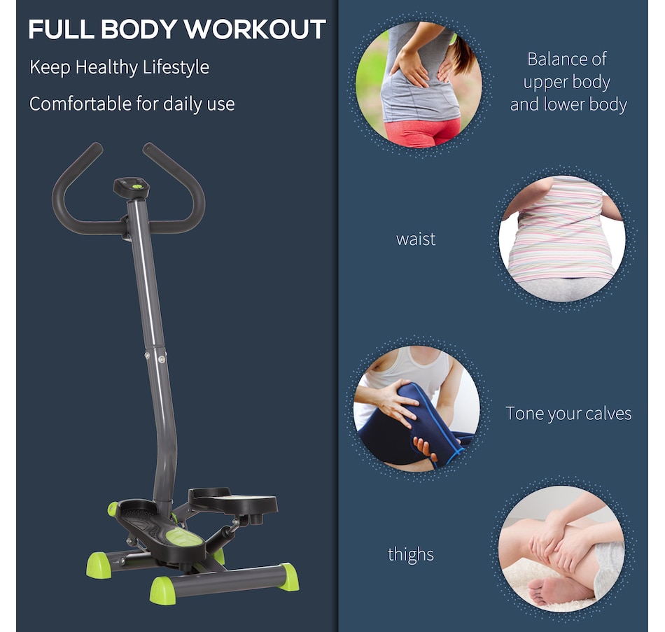 Image 997746_ALTMORE3.jpg, Product 997-746 / Price $99.99, Soozier Twist Stepper Step Machine w/ LCD Monitor, Grey & Green from Soozier on TSC.ca's Health & Fitness department