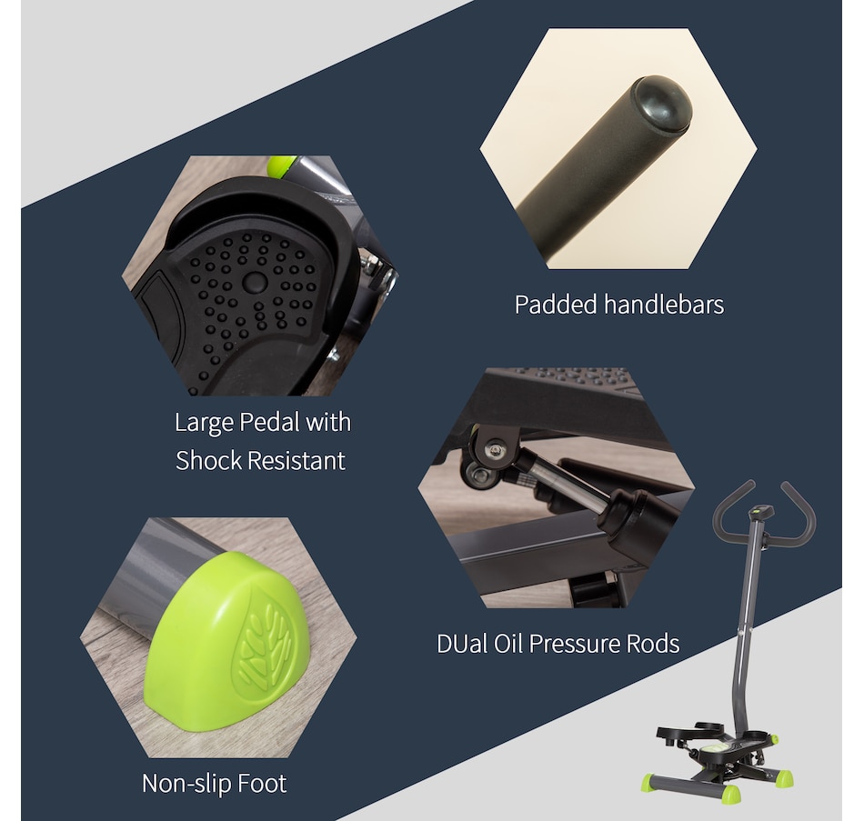 Image 997746_ALTMORE6.jpg, Product 997-746 / Price $99.99, Soozier Twist Stepper Step Machine w/ LCD Monitor, Grey & Green from Soozier on TSC.ca's Health & Fitness department