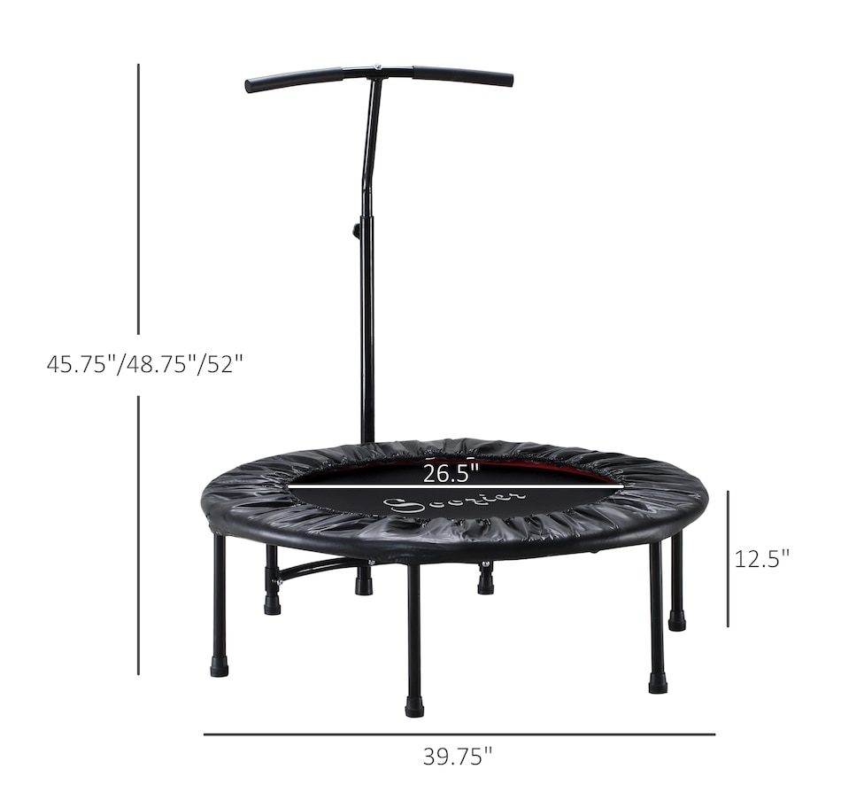 Image 997754_ALTMORE2.jpg, Product 997-754 / Price $66.99, Soozier 39" Mini Exercise Trampoline Indoor Fitness Rebounder w/ Adjustable T-Bar Black from Soozier on TSC.ca's Health & Fitness department