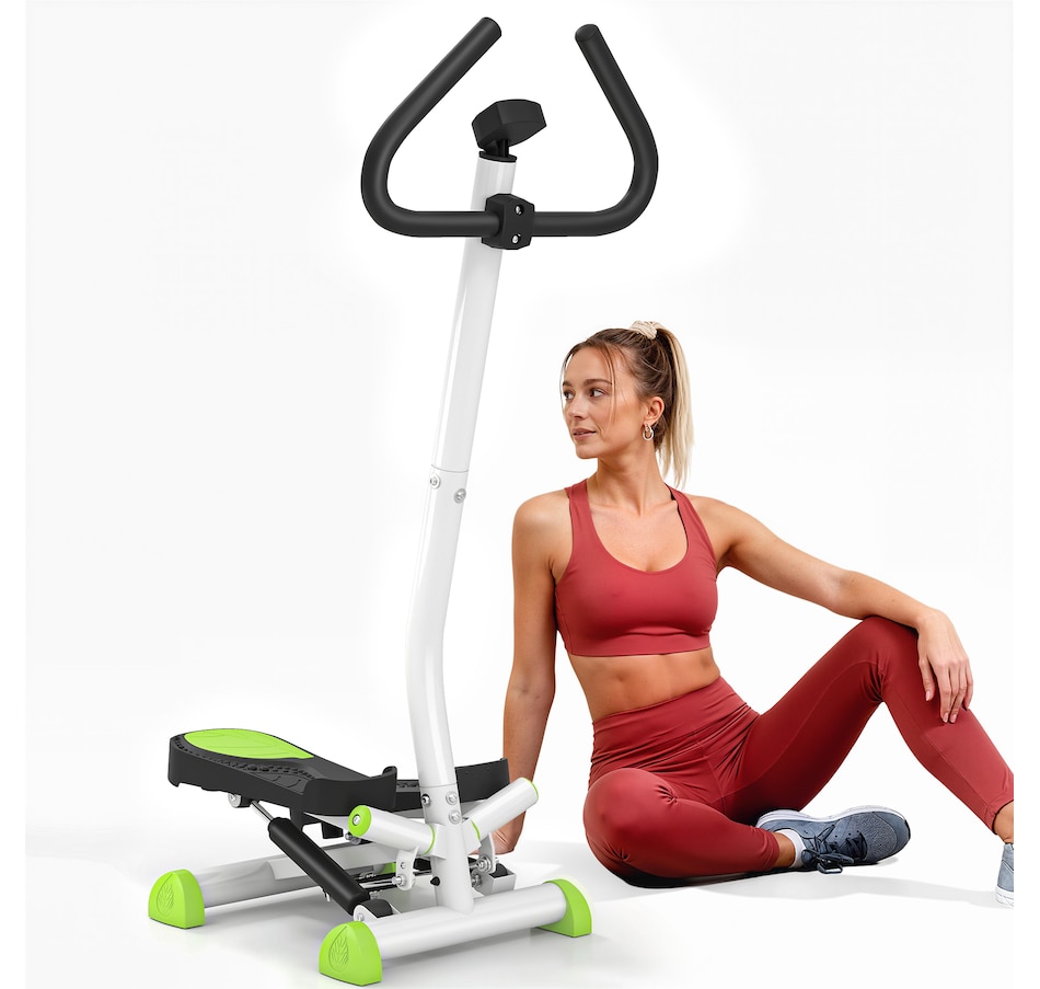 Image 997759.jpg, Product 997-759 / Price $109.99, Soozier Twist Stepper Step Machine w/ LCD Monitor, White & Green from Soozier on TSC.ca's Health & Fitness department