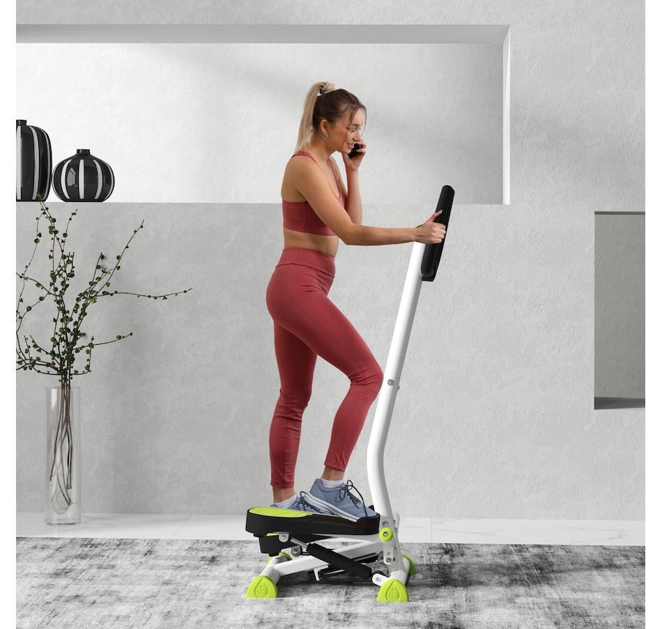 Image 997759_ALTMORE1.jpg, Product 997-759 / Price $109.99, Soozier Twist Stepper Step Machine w/ LCD Monitor, White & Green from Soozier on TSC.ca's Health & Fitness department