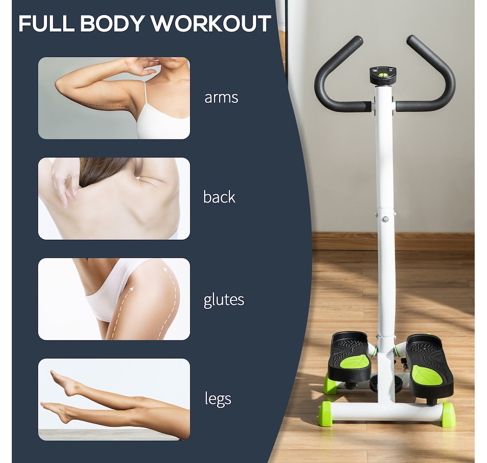 Image 997759_ALTMORE6.jpg, Product 997-759 / Price $109.99, Soozier Twist Stepper Step Machine w/ LCD Monitor, White & Green from Soozier on TSC.ca's Health & Fitness department