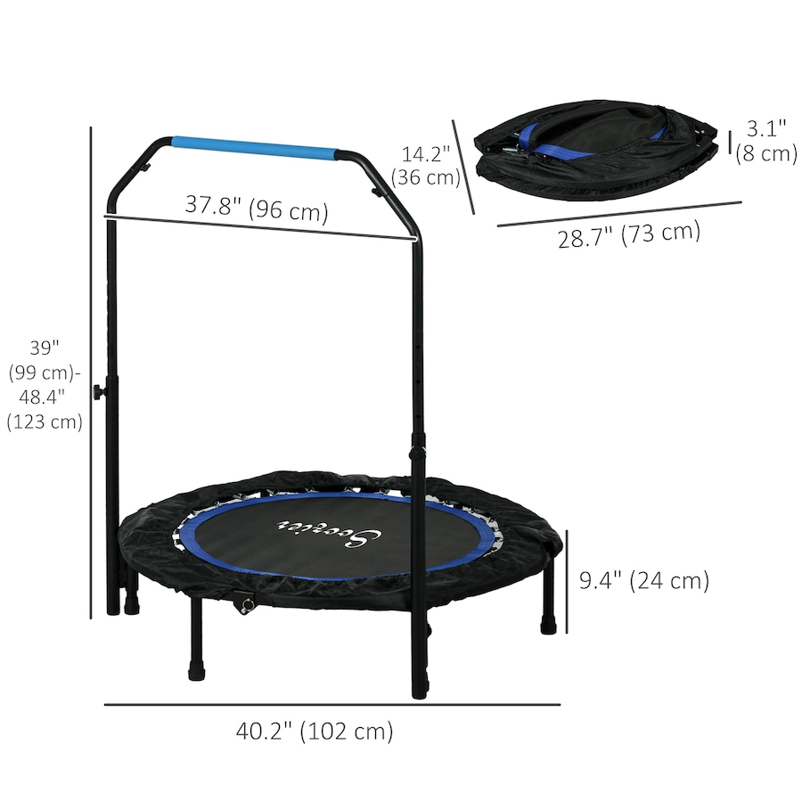 Image 997761_ALTMORE2.jpg, Product 997-761 / Price $89.99, Soozier 40" Rebounder Trampoline for Adult with Adjustable Handle, Blue from Soozier on TSC.ca's Health & Fitness department