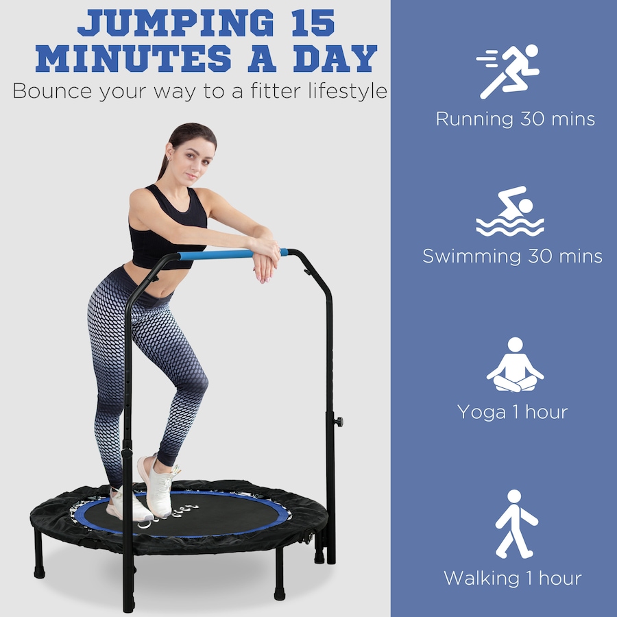 Image 997761_ALTMORE6.jpg, Product 997-761 / Price $89.99, Soozier 40" Rebounder Trampoline for Adult with Adjustable Handle, Blue from Soozier on TSC.ca's Health & Fitness department