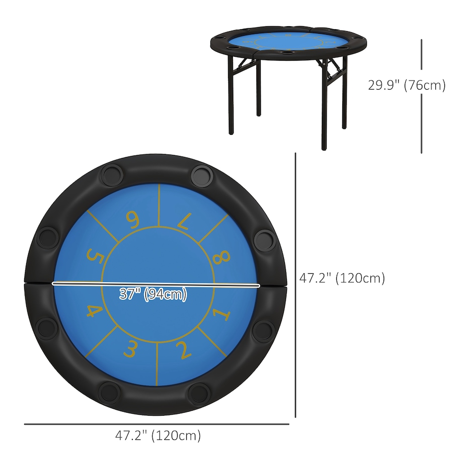 Image 997770_ALTMORE10.jpg, Product 997-770 / Price $161.99, Soozier 47" Foldable Poker Table 8 Player Blackjack Game Table, Black from Soozier on TSC.ca's Toys & Hobbies department
