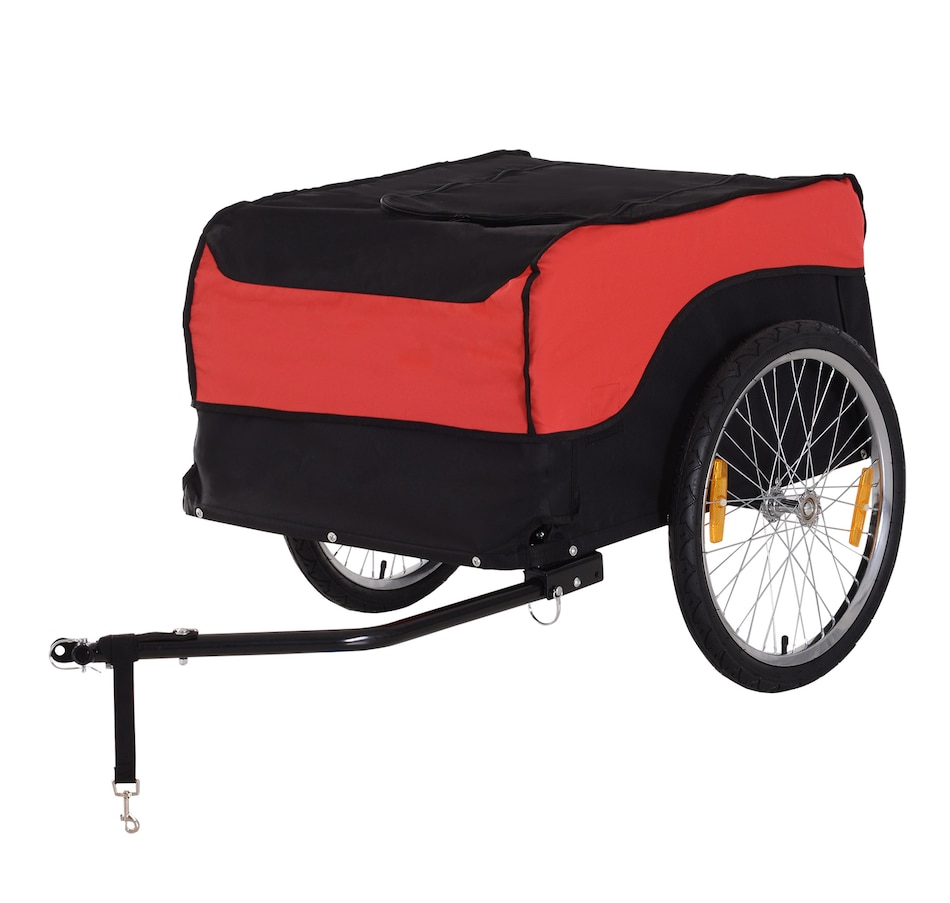 Image 997775.jpg, Product 997-775 / Price $151.99, Aosom Bike Cargo Trailer Bicycle Luggage Carrier Cart with Cover Black Red from Aosom on TSC.ca's Home & Garden department