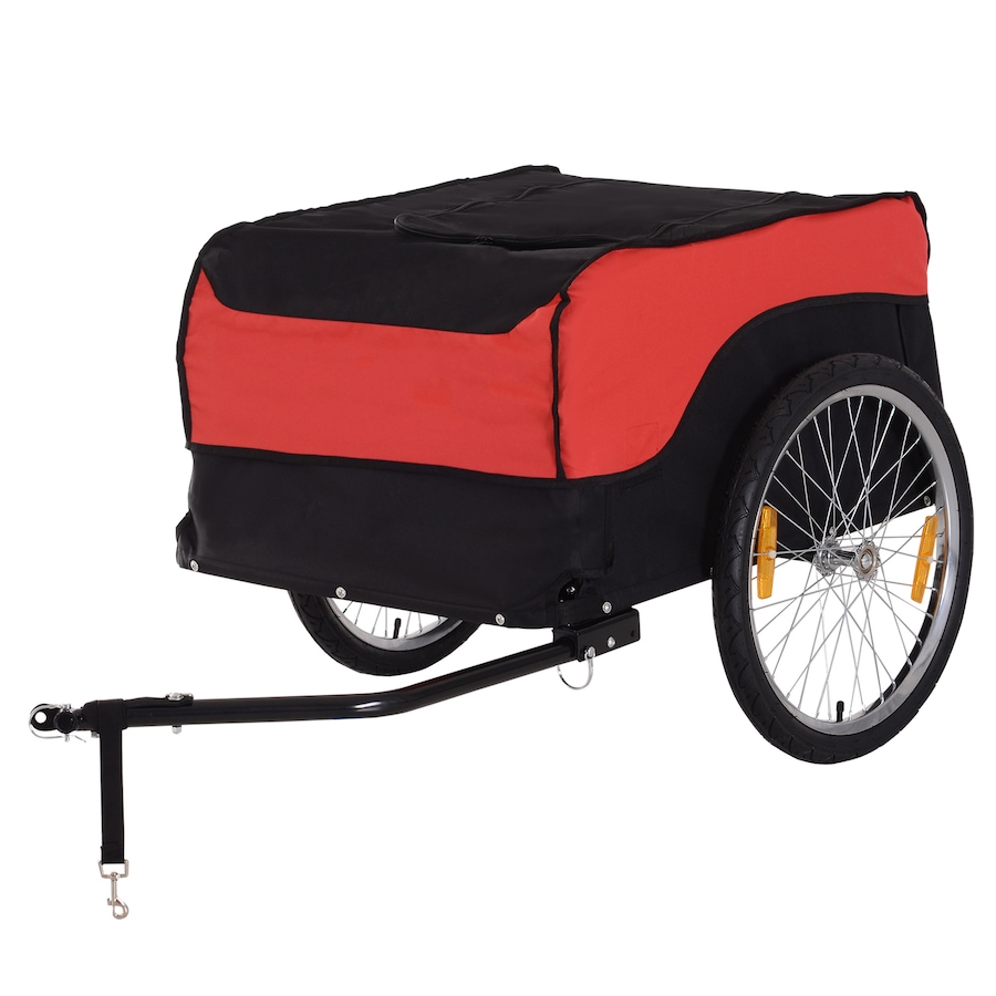Image 997775.jpg, Product 997-775 / Price $145.99, Aosom Bike Cargo Trailer Bicycle Luggage Carrier Cart with Cover Black Red from Aosom on TSC.ca's Home & Garden department