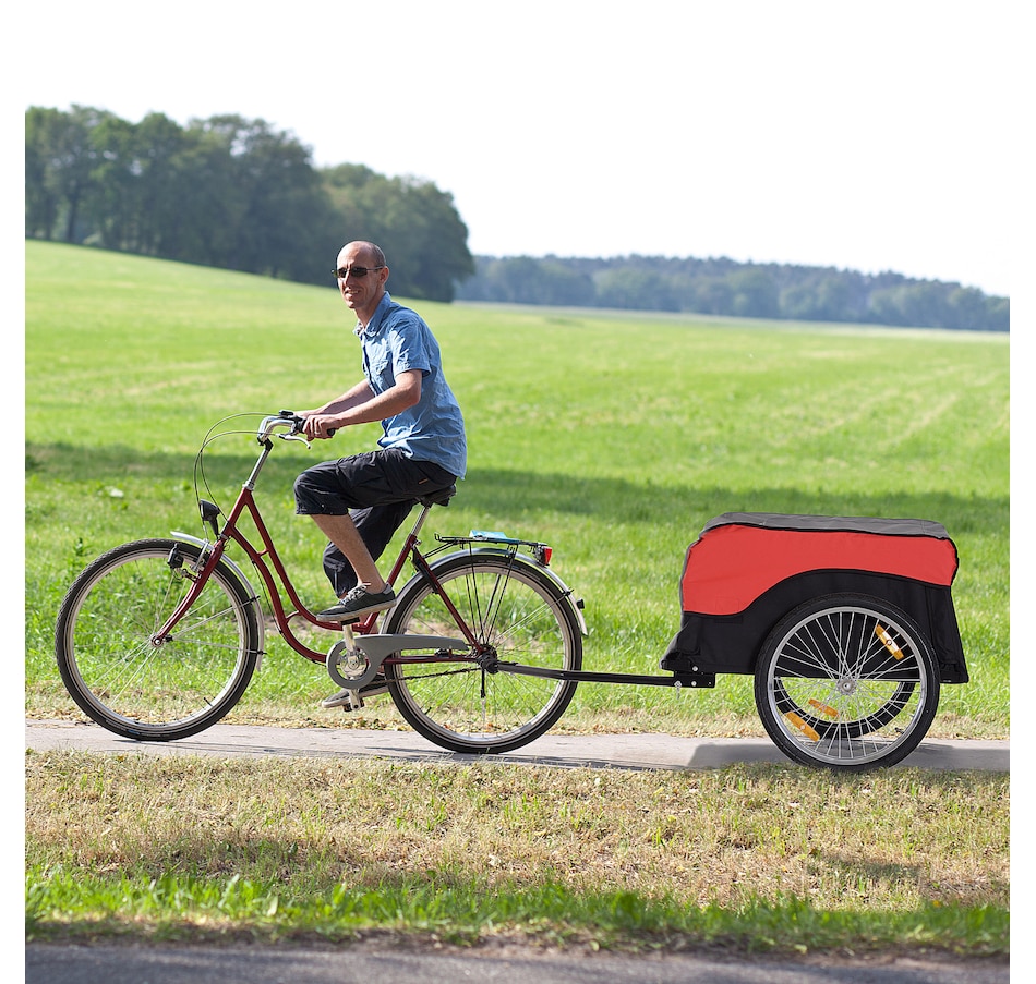 Image 997775_ALTMORE1.jpg, Product 997-775 / Price $151.99, Aosom Bike Cargo Trailer Bicycle Luggage Carrier Cart with Cover Black Red from Aosom on TSC.ca's Home & Garden department