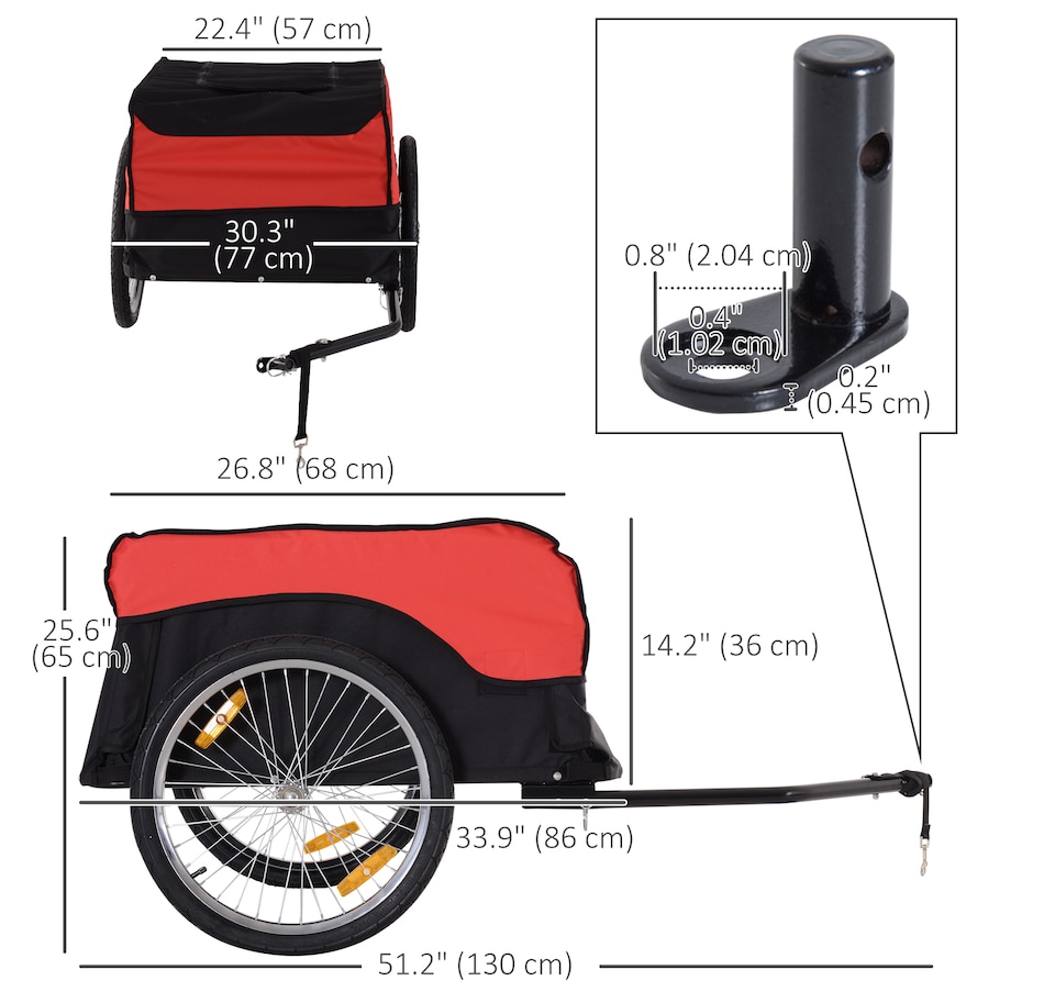 Image 997775_ALTMORE2.jpg, Product 997-775 / Price $151.99, Aosom Bike Cargo Trailer Bicycle Luggage Carrier Cart with Cover Black Red from Aosom on TSC.ca's Home & Garden department