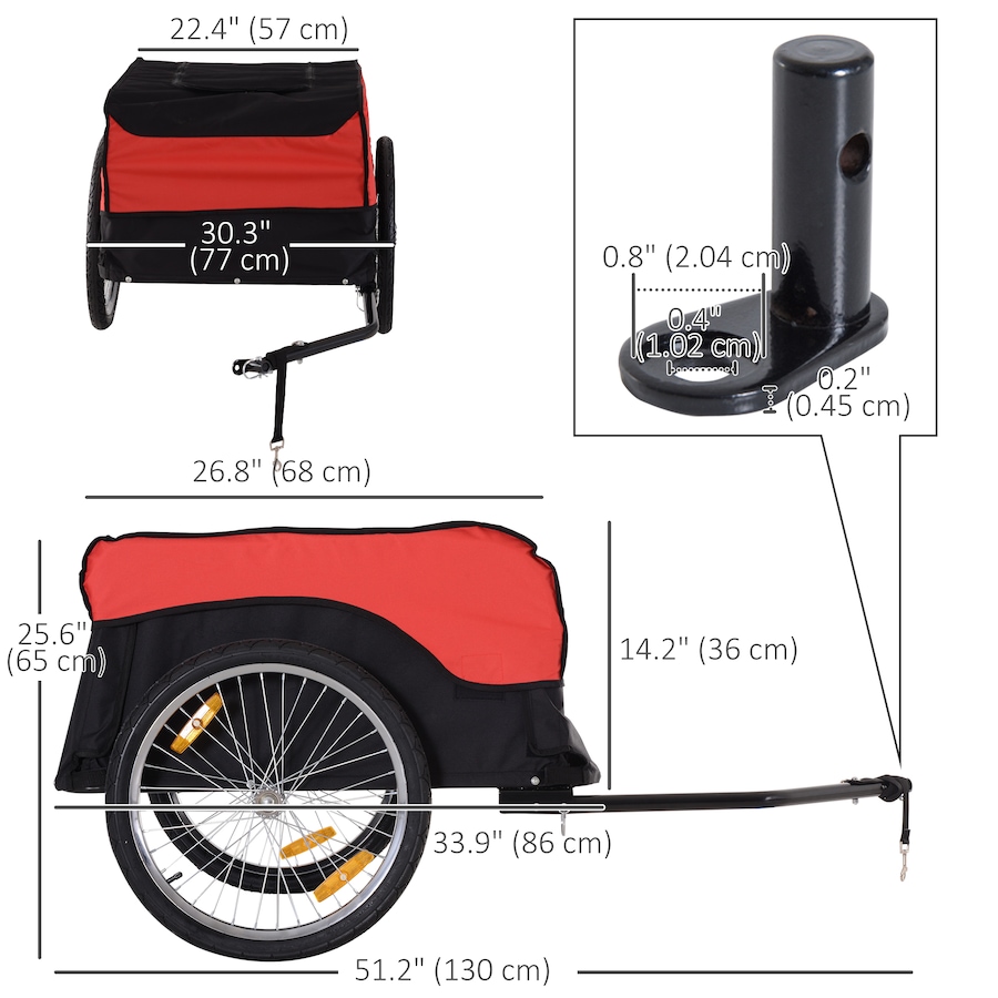 Image 997775_ALTMORE2.jpg, Product 997-775 / Price $145.99, Aosom Bike Cargo Trailer Bicycle Luggage Carrier Cart with Cover Black Red from Aosom on TSC.ca's Home & Garden department