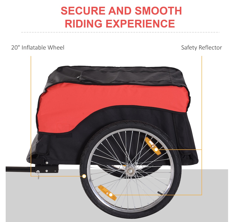 Image 997775_ALTMORE4.jpg, Product 997-775 / Price $151.99, Aosom Bike Cargo Trailer Bicycle Luggage Carrier Cart with Cover Black Red from Aosom on TSC.ca's Home & Garden department