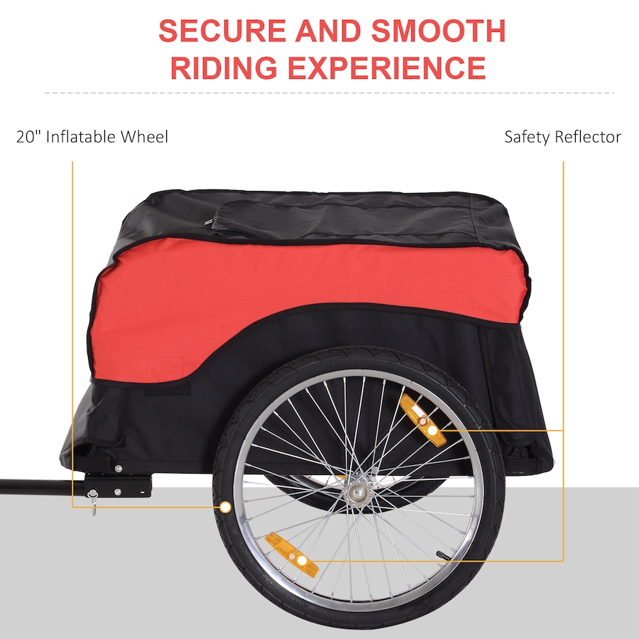 Image 997775_ALTMORE4.jpg, Product 997-775 / Price $145.99, Aosom Bike Cargo Trailer Bicycle Luggage Carrier Cart with Cover Black Red from Aosom on TSC.ca's Home & Garden department