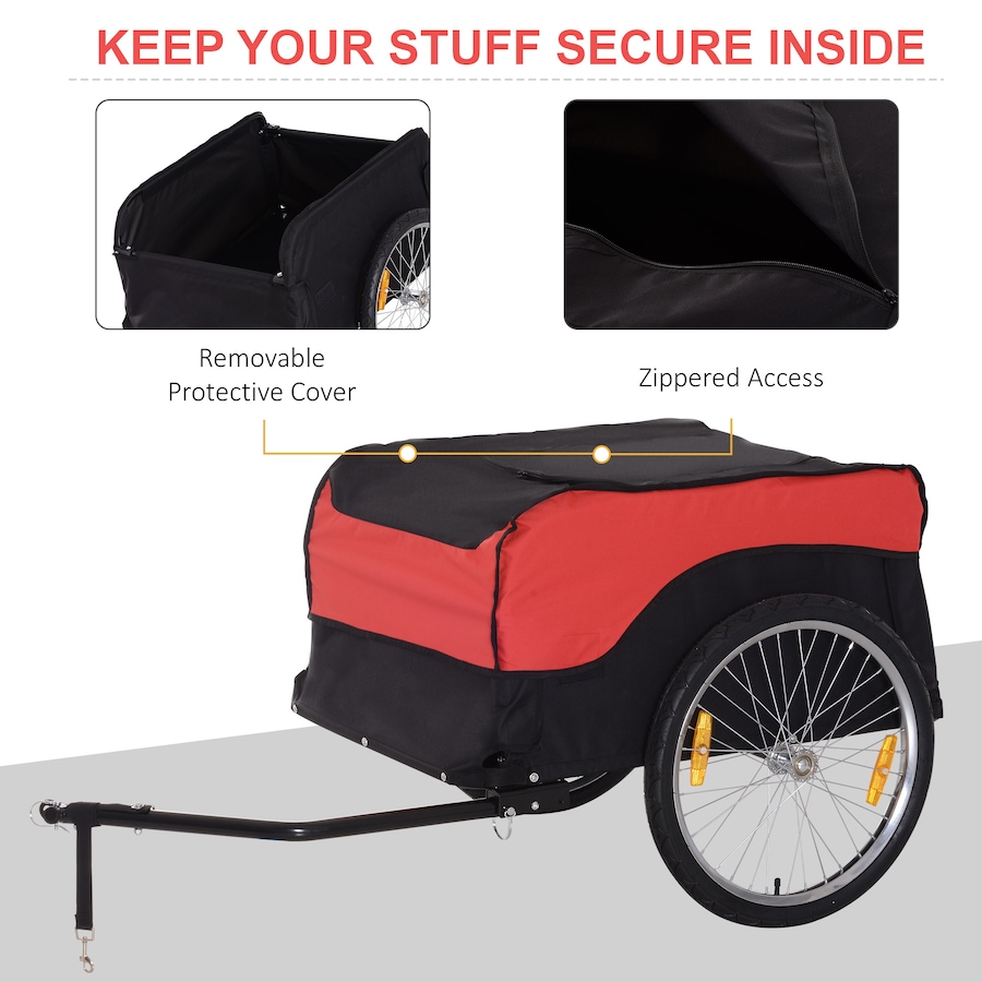 Image 997775_ALTMORE5.jpg, Product 997-775 / Price $145.99, Aosom Bike Cargo Trailer Bicycle Luggage Carrier Cart with Cover Black Red from Aosom on TSC.ca's Home & Garden department