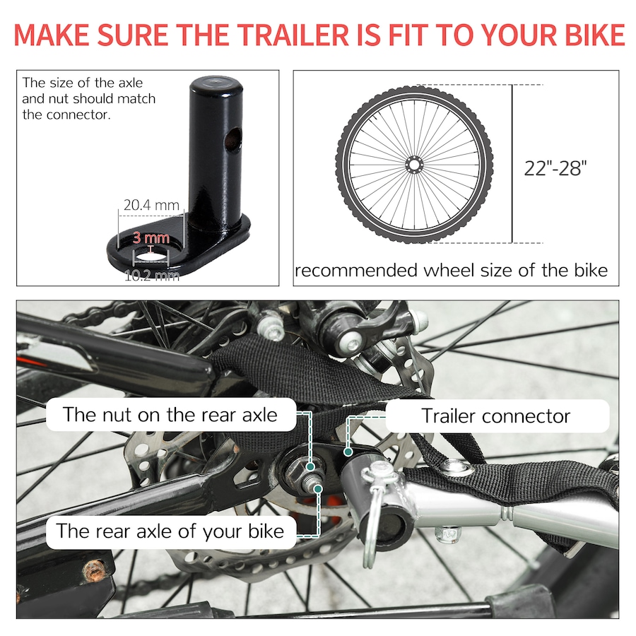Image 997775_ALTMORE6.jpg, Product 997-775 / Price $145.99, Aosom Bike Cargo Trailer Bicycle Luggage Carrier Cart with Cover Black Red from Aosom on TSC.ca's Home & Garden department