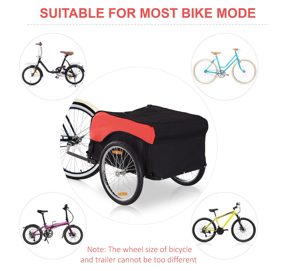 Image 997775_ALTMORE7.jpg, Product 997-775 / Price $151.99, Aosom Bike Cargo Trailer Bicycle Luggage Carrier Cart with Cover Black Red from Aosom on TSC.ca's Home & Garden department