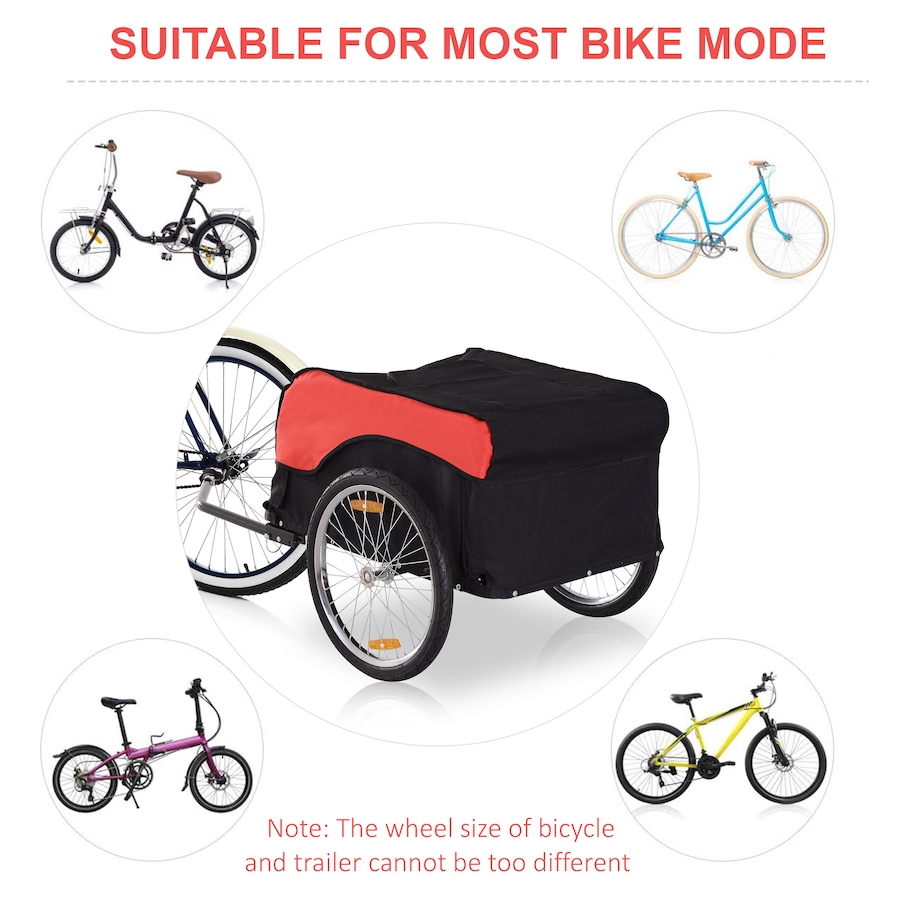 Image 997775_ALTMORE7.jpg, Product 997-775 / Price $145.99, Aosom Bike Cargo Trailer Bicycle Luggage Carrier Cart with Cover Black Red from Aosom on TSC.ca's Home & Garden department