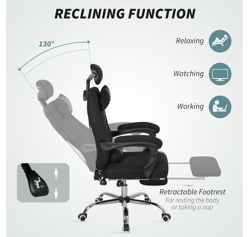 Image 998499_ALTMORE4.jpg, Product 998-499 / Price $169.99, Vinsetto Office Desk Chair, Swivel Computer Chair with Footrest, Black from Vinsetto on TSC.ca's Home & Garden department